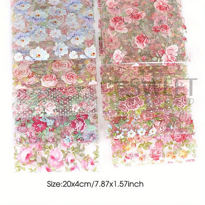 Mixed Floral Nail Foil Transfer Stickers Set, 10 Sheets