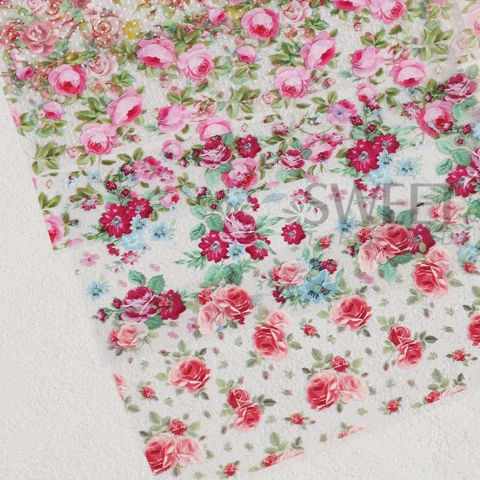 Mixed Floral Nail Foil Transfer Stickers Set, 10 Sheets