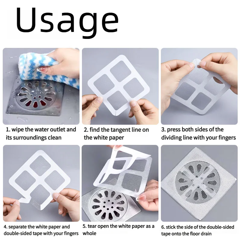 Self-Adhesive Floor Drain Hair Filter Mesh Strip